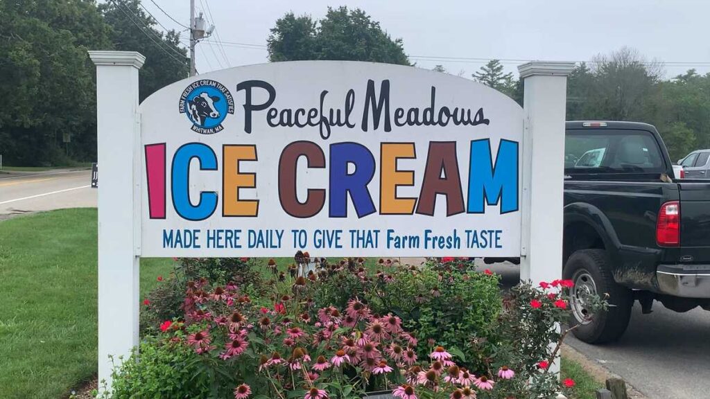 peaceful meadows ice cream sign Whitman Massachusetts